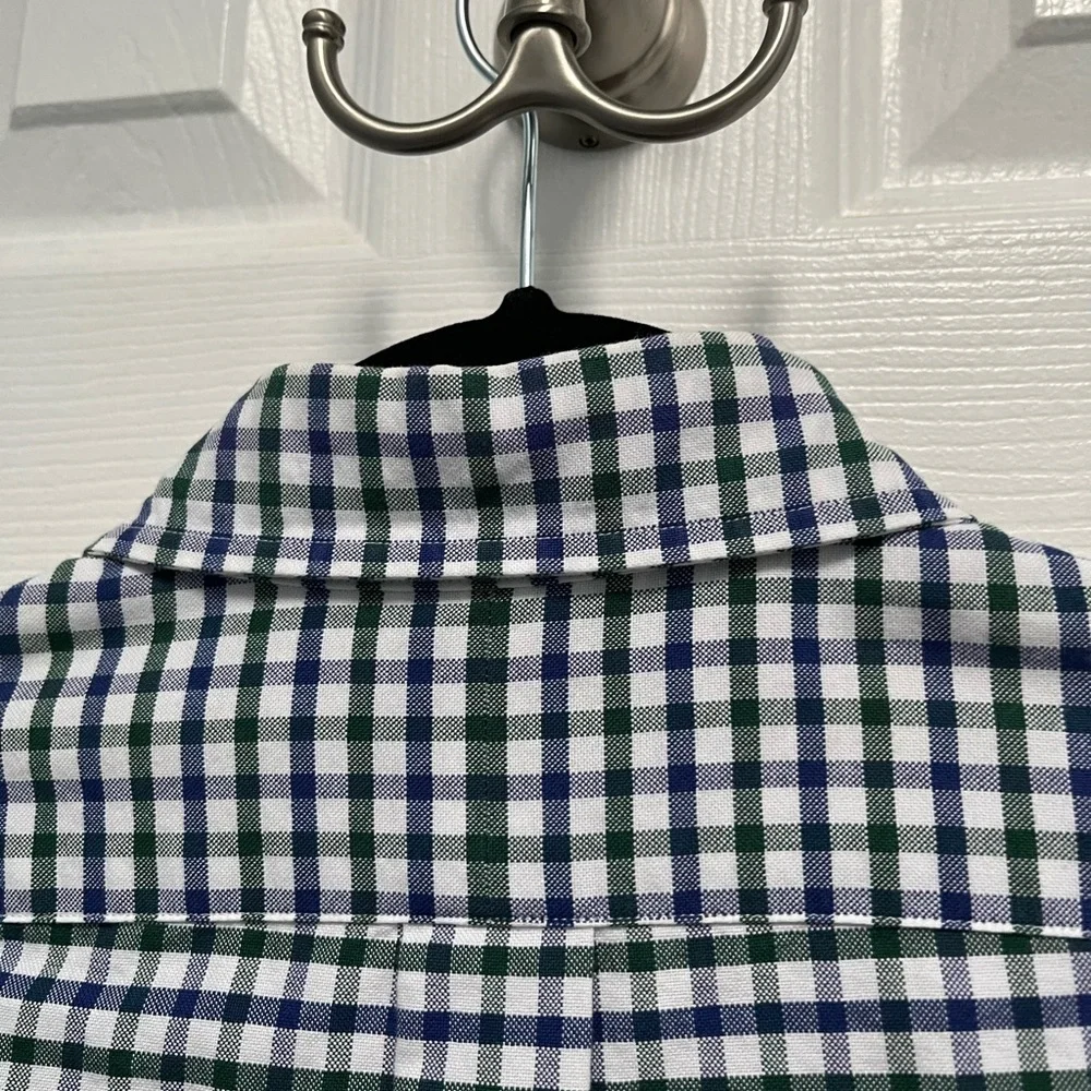 Ralph Lauren Button Down Shirt Green Blue Flesh Pony Men's MEDIUM Gingham Check